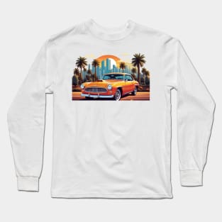 Classic Retro Car in Art: Vivid Vector on Clean White Background (325) Long Sleeve T-Shirt